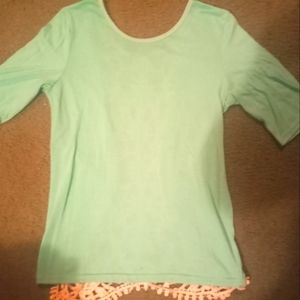 3/4 sleeve teal & Lace shirt